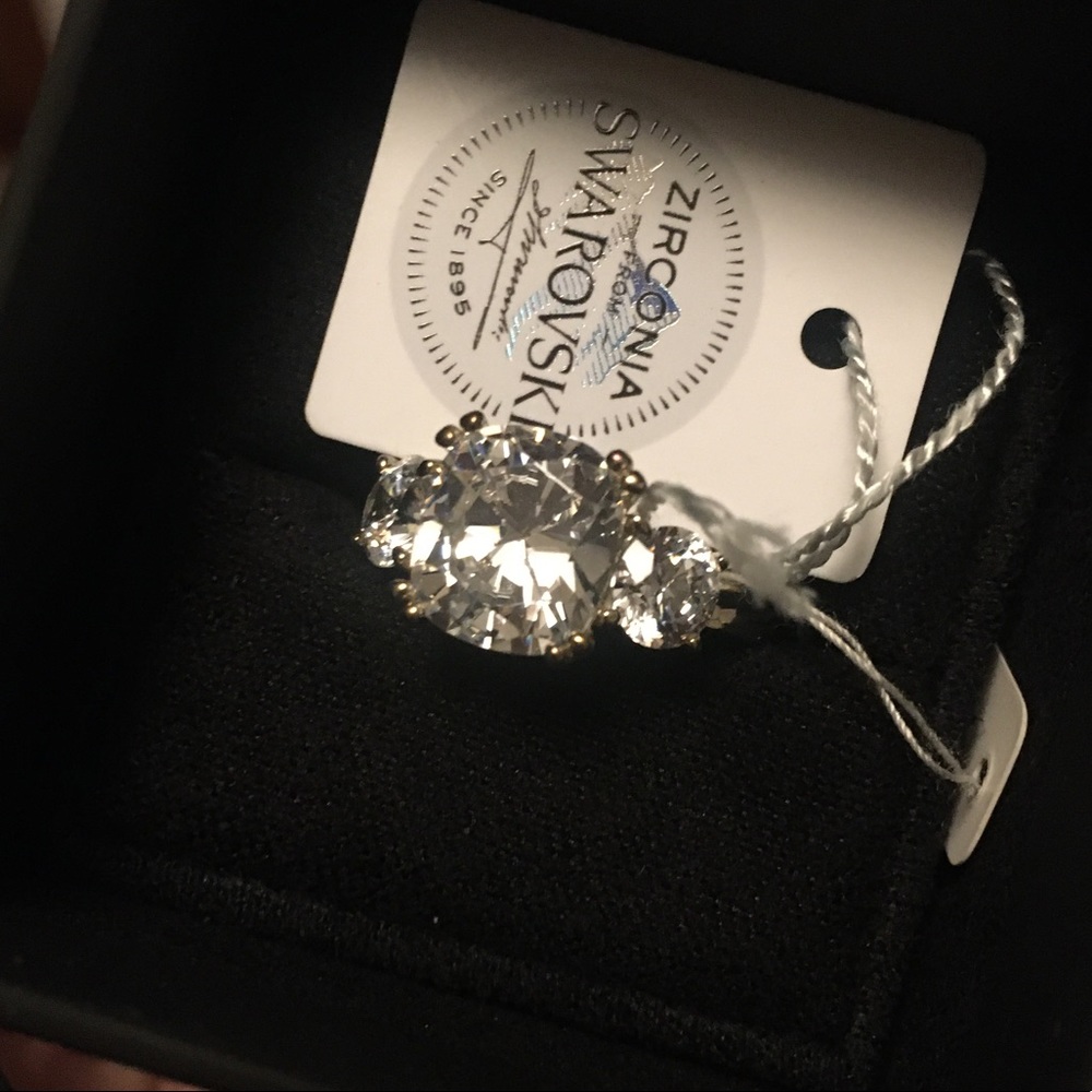Gold-Plated Sterling Silver ring with Swarovski s7